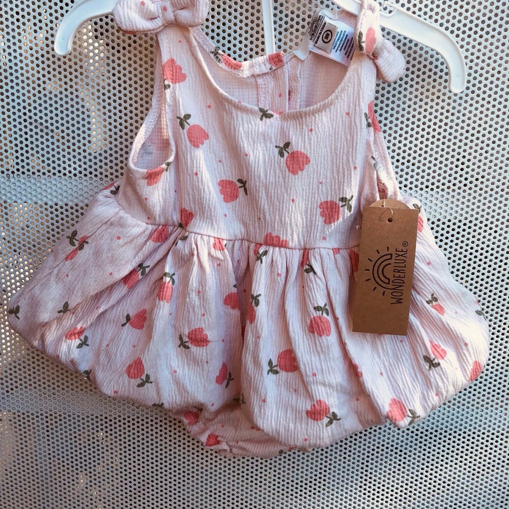 Cat & Jack Pink Peach-Print Baby Romper Dress